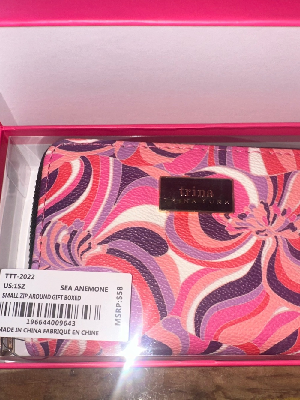 Trina Turk Wallet Zip Around Pink Purple Swirls ~ NWT - Picture 15 of 16